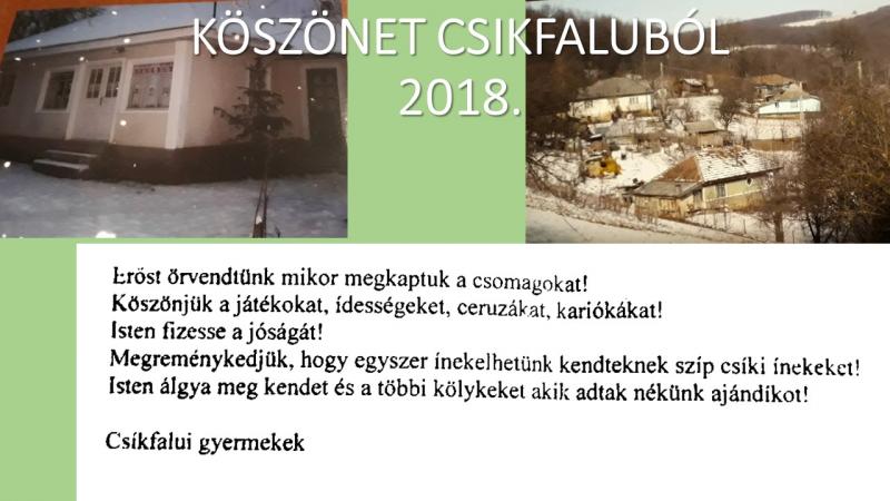 A csíkfalui gyerekek válasza